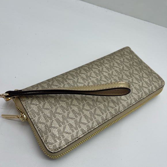 MICHAEL KORS Jet Set Lg Metallic Signature Logo Continental Wallet Wristlet Phon - Picture 10 of 16